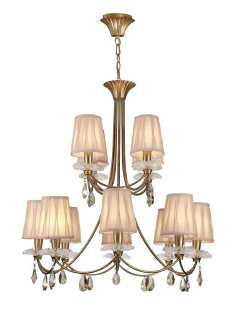 Mantra M6290 Sophie GP 12 Light Pendant Light In Painted Gold With Shades