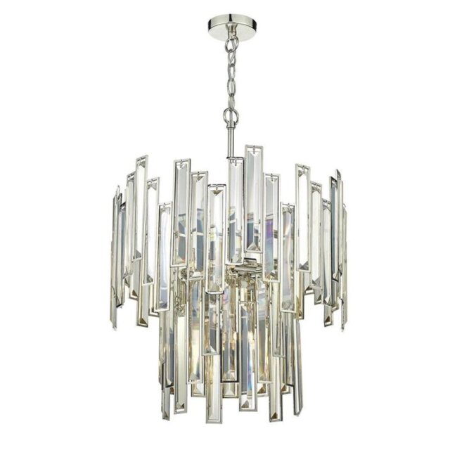 Dar ODI0620 Odile 6 Light Pendant Ceiling Light In Polished Nickel