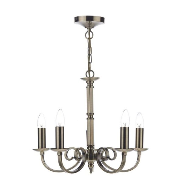 Dar MUR0575 Murray 5 Light Antique Brass Ceiling Pendant