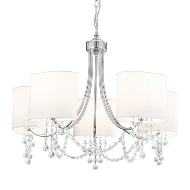 Searchlight 1055-5CC Nina 5 Light Chrome and Glass Pendant With Shades