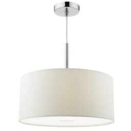 Dar RON102 Ronda 3 Light Pendant Light With 40CM White Faux Silk Shade