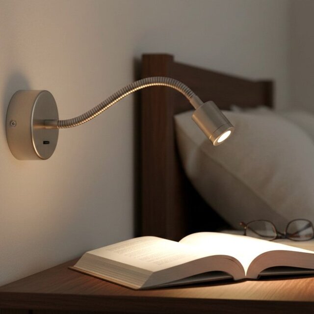 Firstlight 6867BS Spring LED Switched Wall Light In Brushed Steel Finish