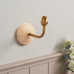 Endon 115076 Wood Arc Wall Light In Ash Wood And Aged Brass Finish