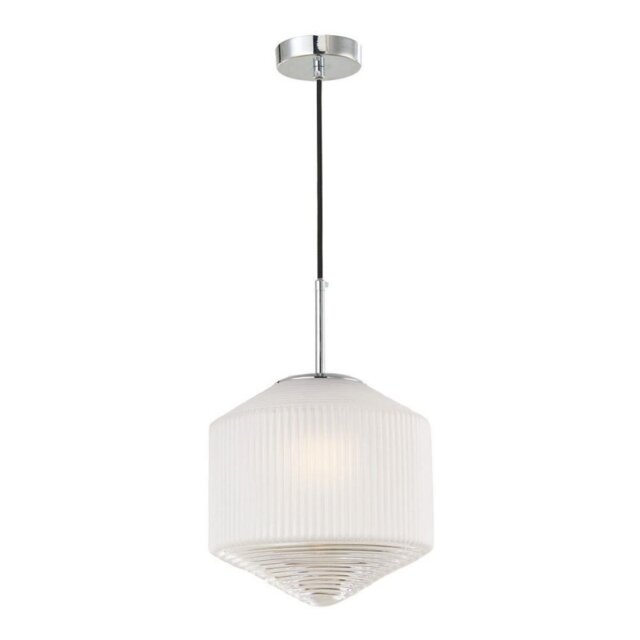 Dar NIS0108 Nisha 1 Light Ceiling Pendant In Polished Chrome And Frosted GlassGold