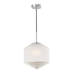 Dar NIS0108 Nisha 1 Light Ceiling Pendant In Polished Chrome And Frosted GlassGold