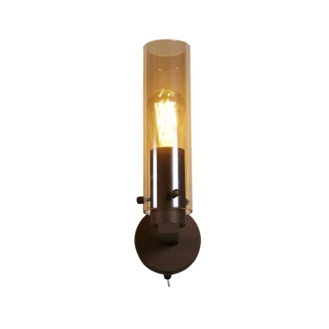 Searchlight Sweden II Wall Light In Mocha Finish With Amber Glass 88920-1MO