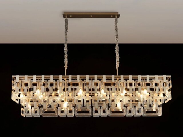 Italica 150 x 33 cm Rectangular Pendant In Satin Nickel Finish With Clear Glass