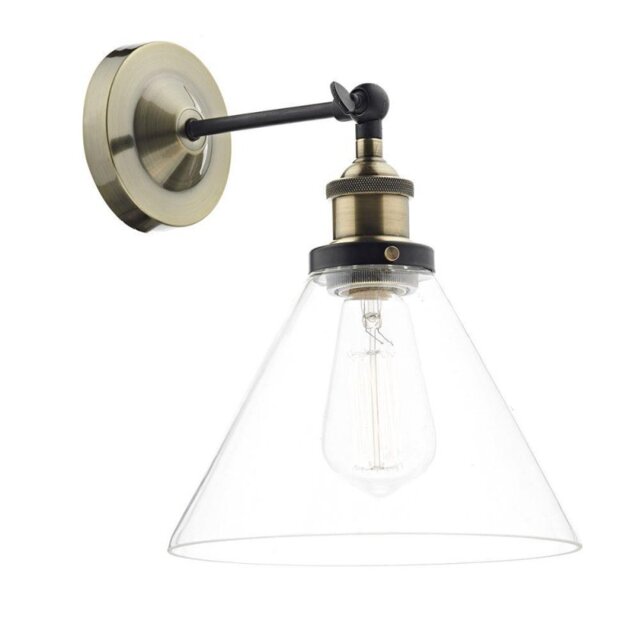 Dar RAY0775 RAY 1 Light Clear Glass Wall Light