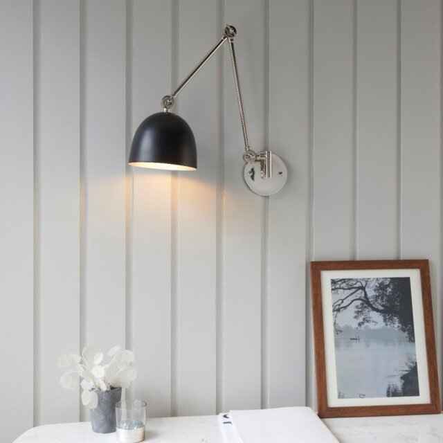 Endon Lighting 93431 Lehal Swing Arm Wall Light In Polished Nickel Finish