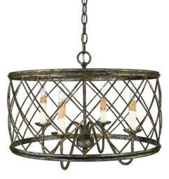 QZ/DURY/P 4 Light Silver Leaf Finish Wire Ceiling Pendant