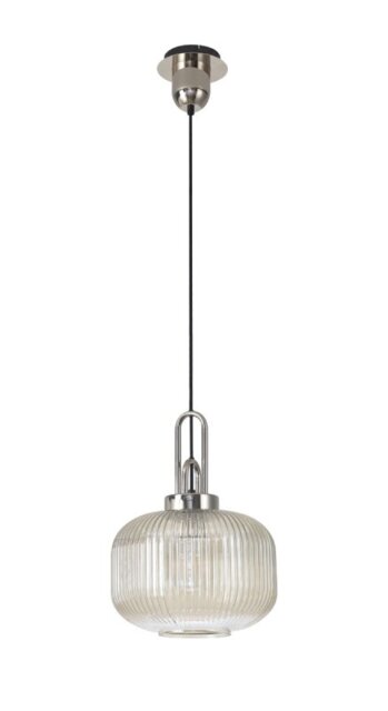Glenn 1 Light Pumpkin Ceiling Pendant in Polished Nickel With Champagne Glass