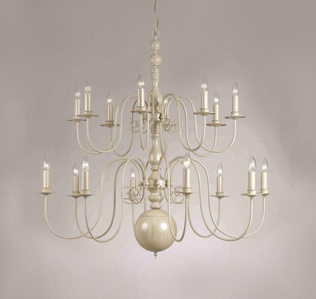 Impex PG05579/16/CRM Bologna 16 Light Cream Chandelier - product_finish:Cream Finish Frame