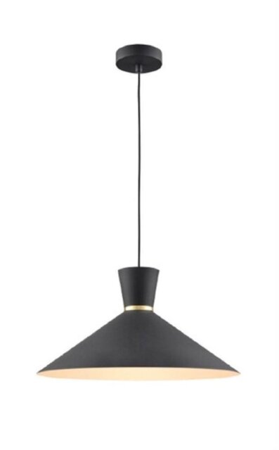 Franklite PCH215 Happy 1 Light Large Ceiling Pendant In Satin Black - Dia: 400mm