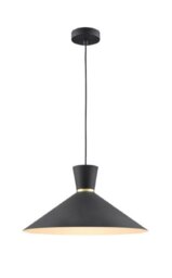 Franklite PCH215 Happy 1 Light Large Ceiling Pendant In Satin Black - Dia: 400mm
