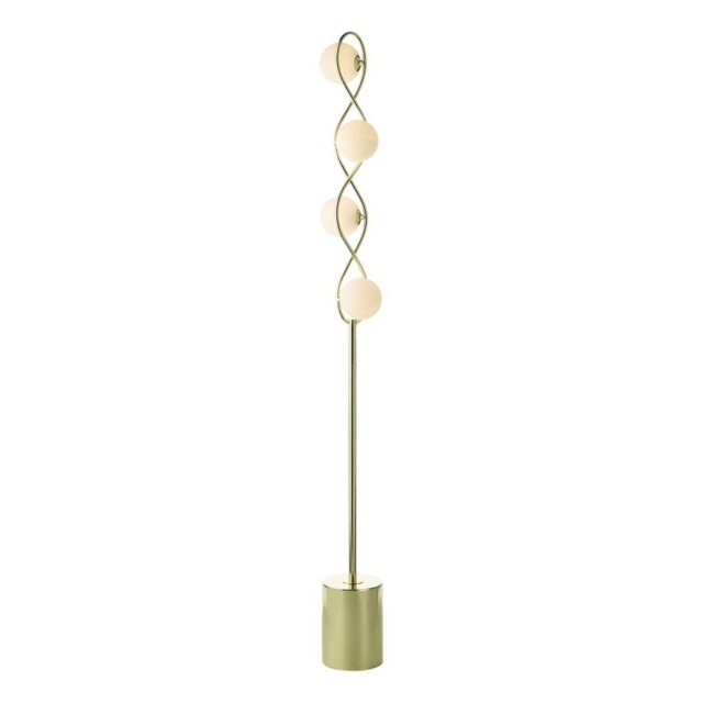 Dar Lighting Lysandra 4 Light Floor Lamp In Polished Gold With Opal Glass
