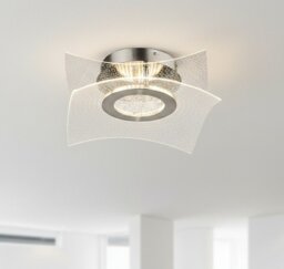 Firstlight 6880BS Trinity LED Flush Ceiling Light In Brushed Steel With Decorative Acrylic Panel