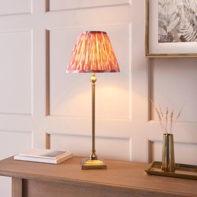 Endon 118139 Lille Table Lamp In Antique Brass With Coral Pink Shade