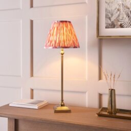 Endon 118139 Lille Table Lamp In Antique Brass With Coral Pink Shade