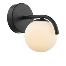 Dar Lighting Orlena Wall Light In Matt Black Finish With Opal Glass Shade