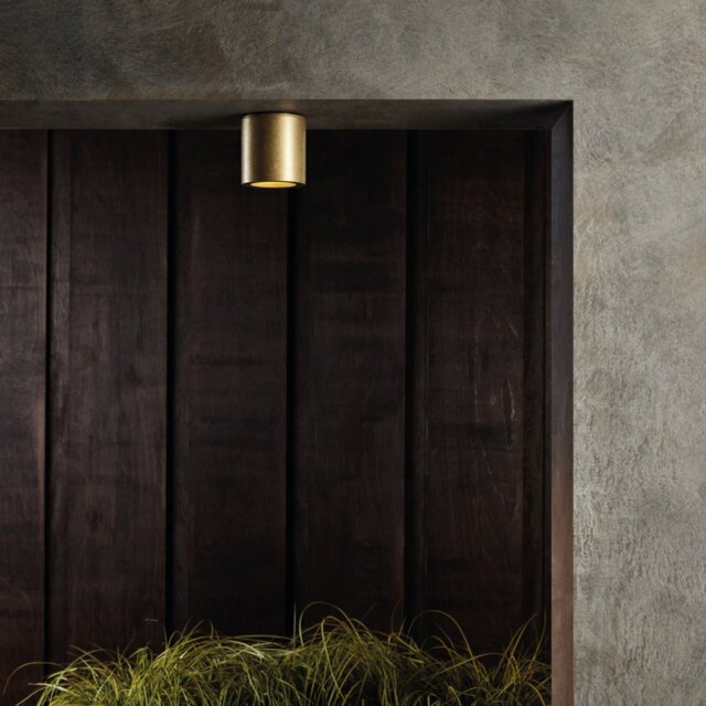 Astro 1326075 Kos 85 Outdoor Ceiling Spotlight In Satin Brass Finish IP44
