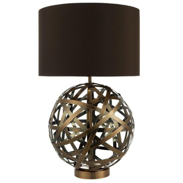 Dar VOY4264 Voyage Table Lamp With Brown Faux Silk Shade
