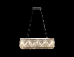 Baden 80 x 37 cm Rectangular Pendant Chandelier In Polished Chrome Finish With Crystal Glass