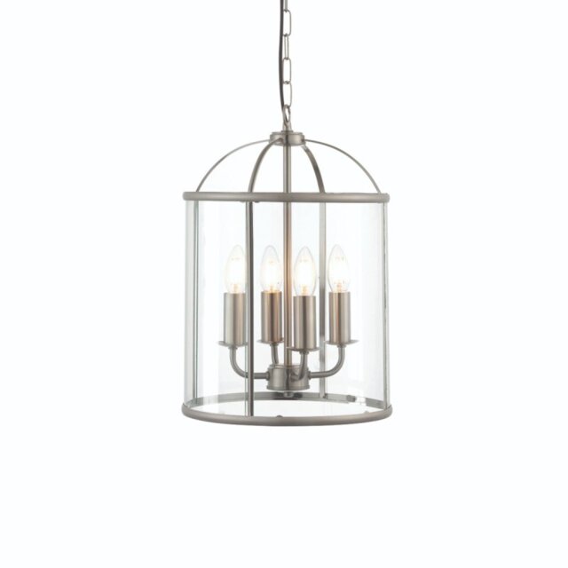 Endon 70324 Lambeth 4 Light Ceiling Pendant In Satin Nickel And Clear Glass