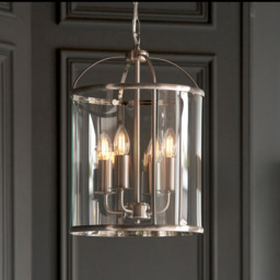 Endon 70324 Lambeth 4 Light Ceiling Pendant In Satin Nickel And Clear Glass