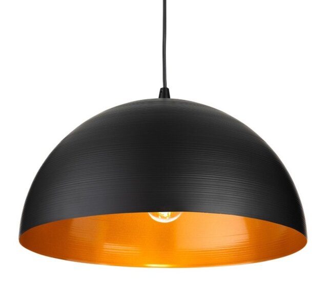 Firstlight 6847BK Moon Ceiling Pendant Light In Black with Satin Gold Inside 400mm