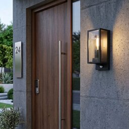 Firstlight 2826BK Dallas PIR Box Lantern In Black Finish IP44