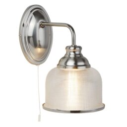 Searchlight 2671-1SS Bistro II One Light Wall Light In Satin Silver With Glass Shades
