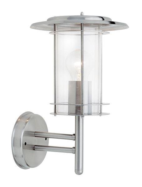 Saxby 4478182 York 1 Light Exterior Polished Steel Wall Lantern