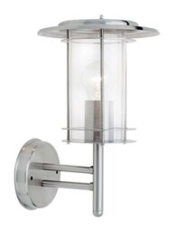 Saxby 4478182 York 1 Light Exterior Polished Steel Wall Lantern