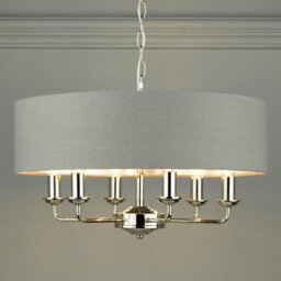 Laura Ashley Sorrento 6 Light Armed Fitting Ceiling Light in Polished Nickel with Charcoal Shade