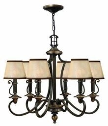HK/PLYMOUTH6 6 Light Vintage Chandelier in Olde Bronze