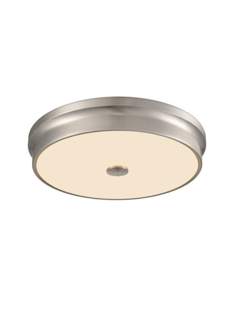 Large LED Flush Ceiling Light In Satin Nickel With Matt White Glass C5800
