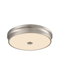 Franklite Large LED Flush Ceiling Light In Satin Nickel With Matt White Glass C5800