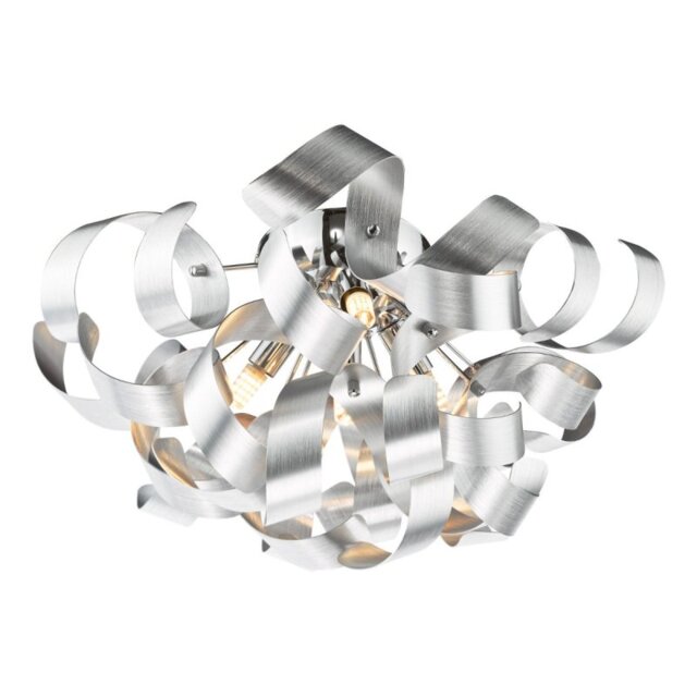 Dar Lighting Swash 4 Light Flush In Polished Chrome With Aluminium Ribbons