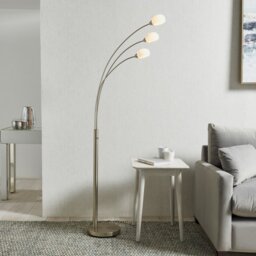 Endon 76567 Jaspa 3 Light Floor Light In Satin Nickel Plate And White Glass
