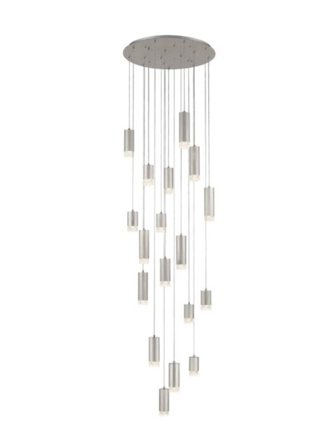 Franklite FL2414-18 Cordelia 18 Light Cluster Ceiling Pendant Light In Satin Brushed Silver Finish