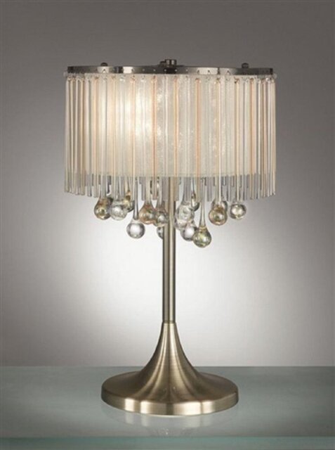 Franklite TL986 3 Light Table Lamp In Bronze With Crystal Drop Decoration