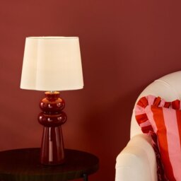 Dar Lighting Jordana Table Lamp In Pink Finish With Ivory Cotton Shade JOR4203