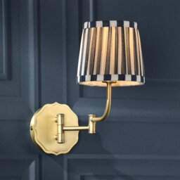 Laura Ashley Denwick Wall Light In Matt Antique Brass And Satin Blue With Shade LA3756599-Q