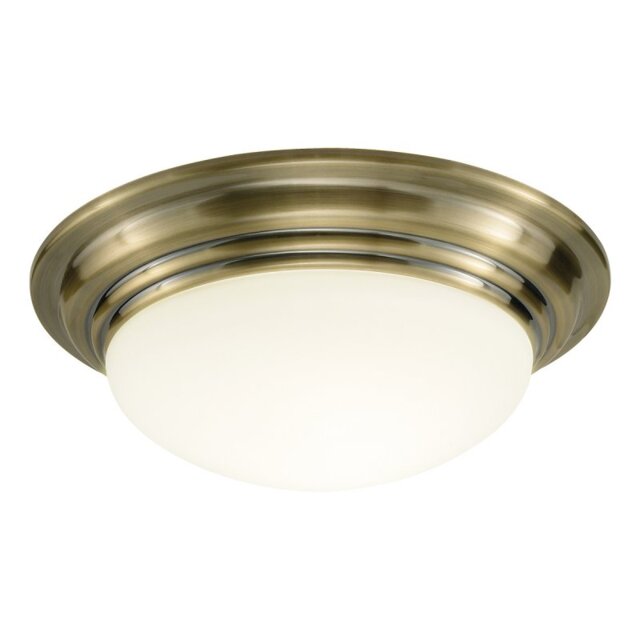 Dar BAR5275 Barclay Antique Brass Small Bathroom Flush Light