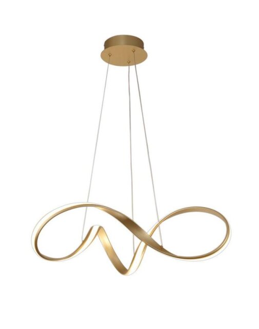 Ashton Medium LED Ceiling Pendant In Sand Gold And Opal White - Length: 760mm