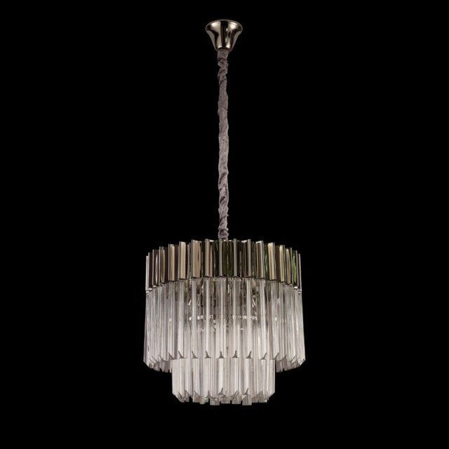 Prestige Metro Medium Ceiling Pendant Light In Polished Nickel With Clear Sculptured Glass 45cm