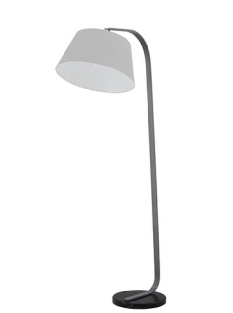 Franklite SL228/1172 One Light Grey Floor Light With Marble Base And Silver Grey Shade