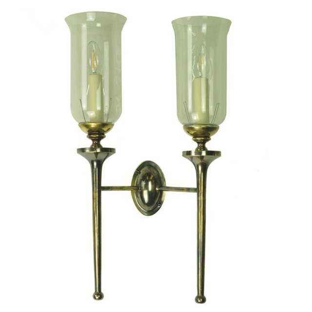 721TG Grosvenor 2 Light Brass Wall Light With Glass - product_finish:Antique