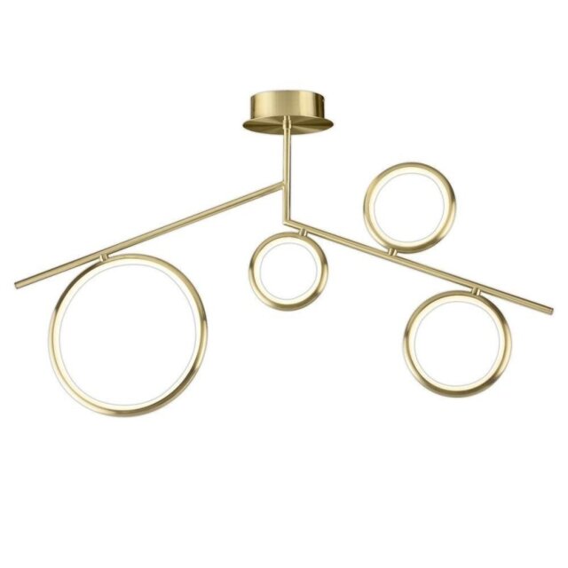 Mantra M6580 Olimpia SG 42 Watt Semi Flush Ceiling Light In Satin Gold/Opal White - L: 1010mm