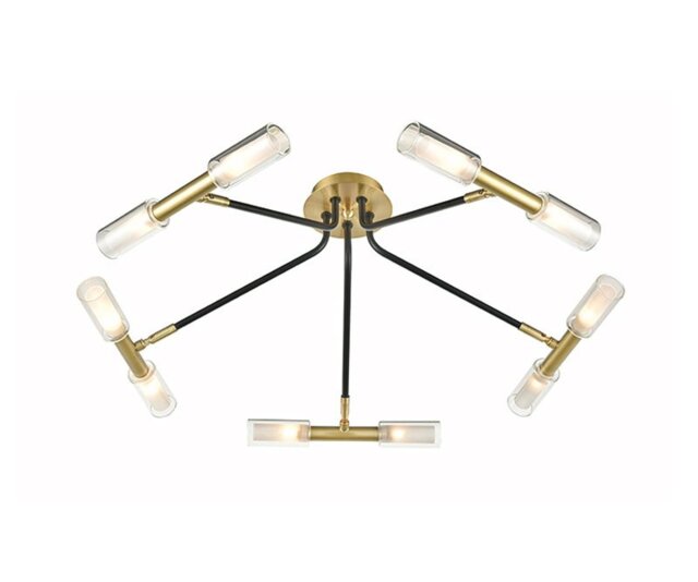 Petite 10 Light Flush Ceiling Light In Modern Black And Bronze Finish F2435-10